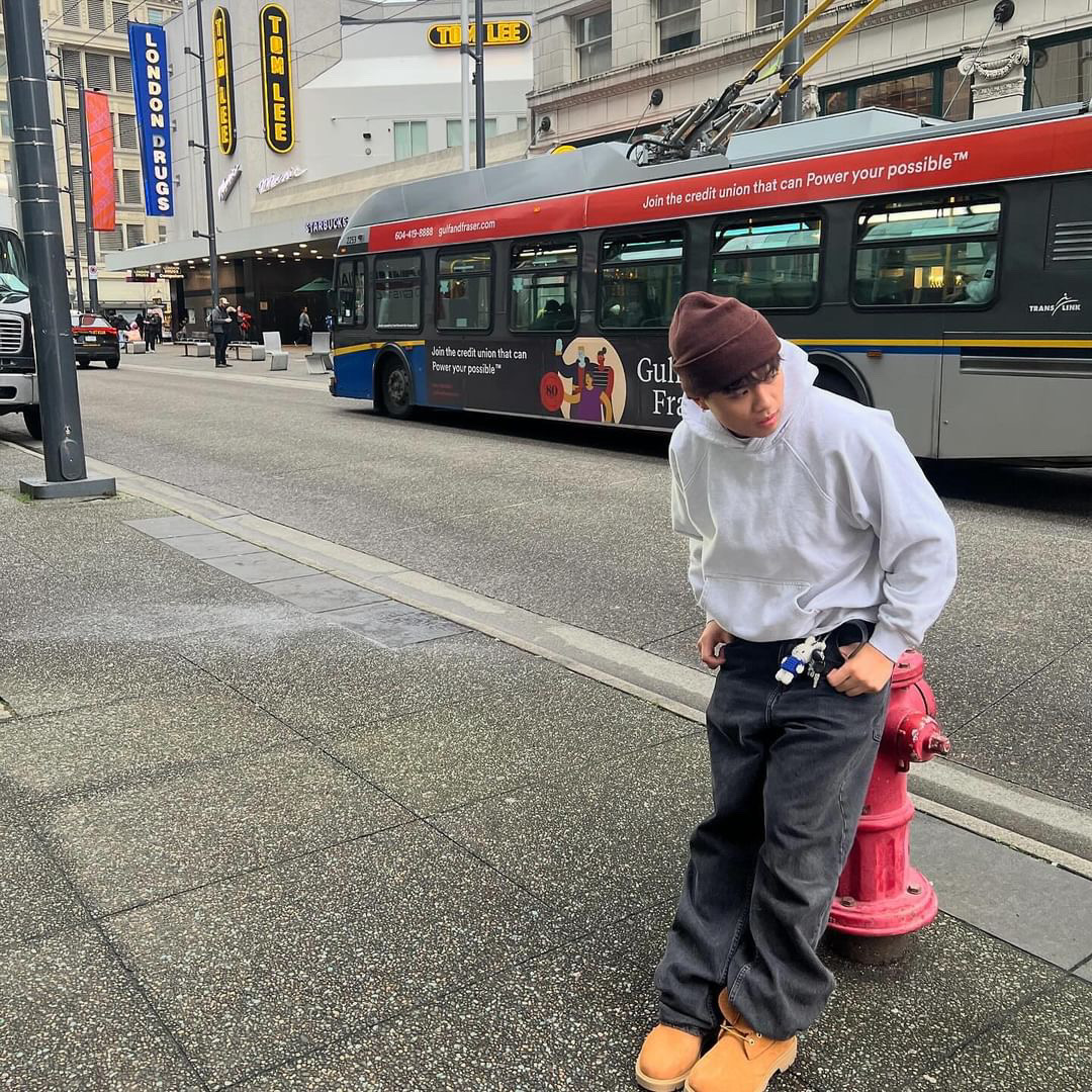 Picture of Justin Tamayo leaning on fire hydrant